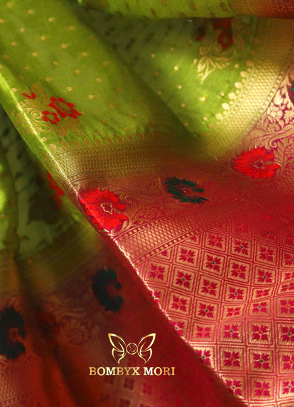 Green and Pink Uppada silk saree