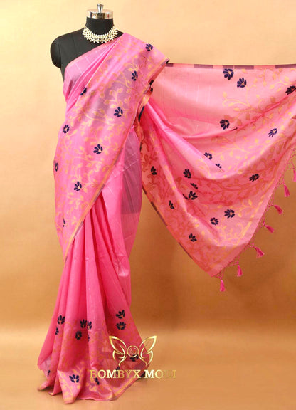 Blossom Pink Tissue Saree