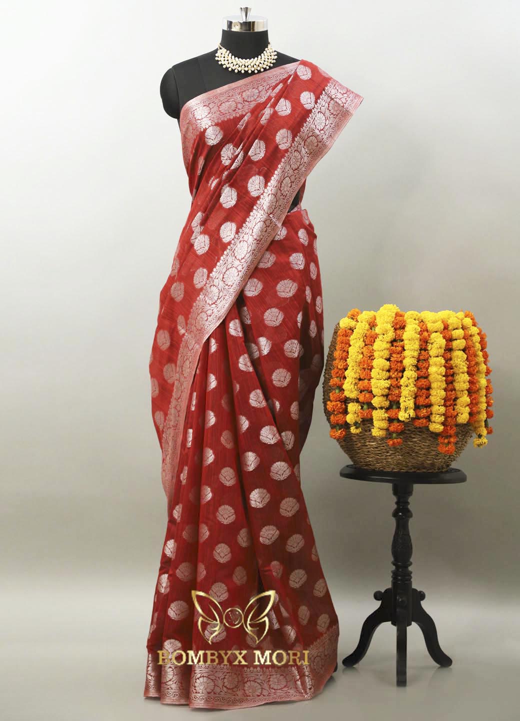 Ruby Red Kashi Banarasi Saree