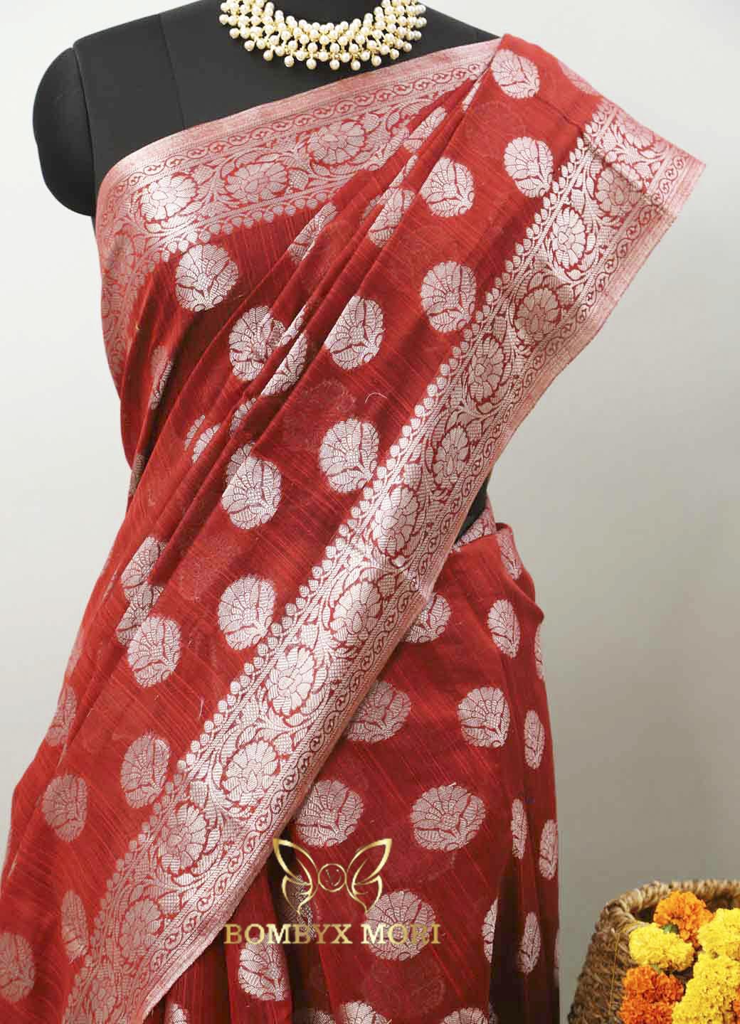 Ruby Red Kashi Banarasi Saree