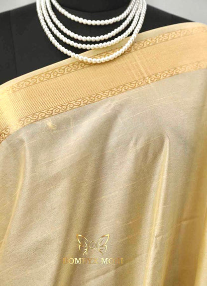 Pearl White and Golden Pashmina