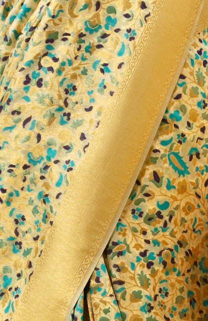 Pearl White and Golden Pashmina