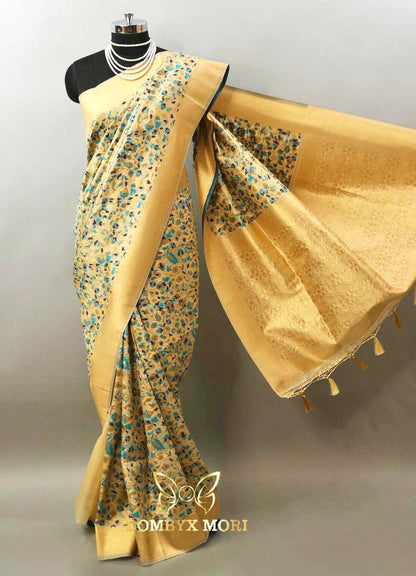 Pearl White and Golden Pashmina