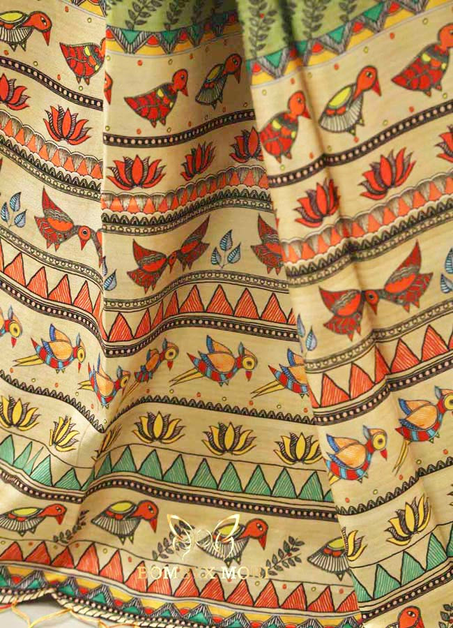 Light Green Madhubani Saree