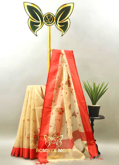 Golden Red Tissue Saree