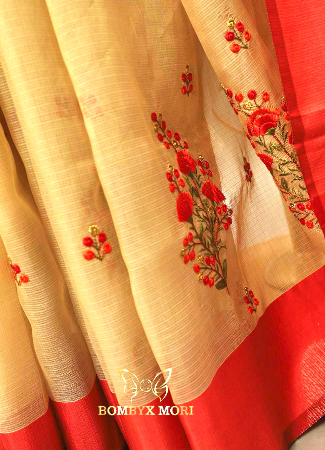 Golden Red Tissue Saree