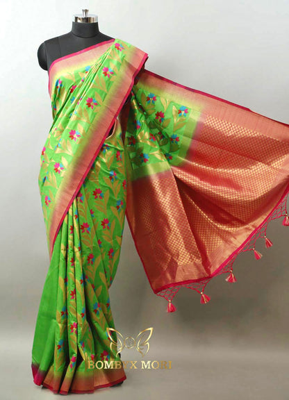 Green Golden Uppada silk saree