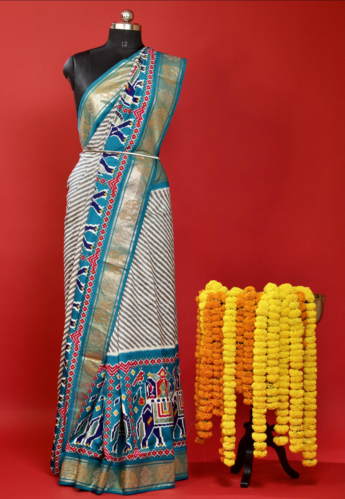 Blue Symphony Patola Silk Saree