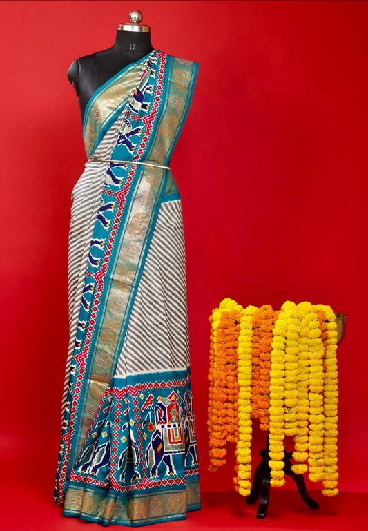 Blue Symphony Patola Silk Saree