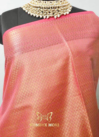 Charismatic Pink Tanchoi Silk Saree