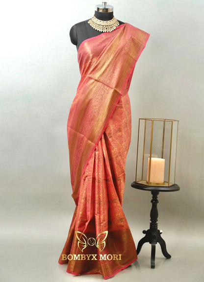 Charismatic Pink Tanchoi Silk Saree