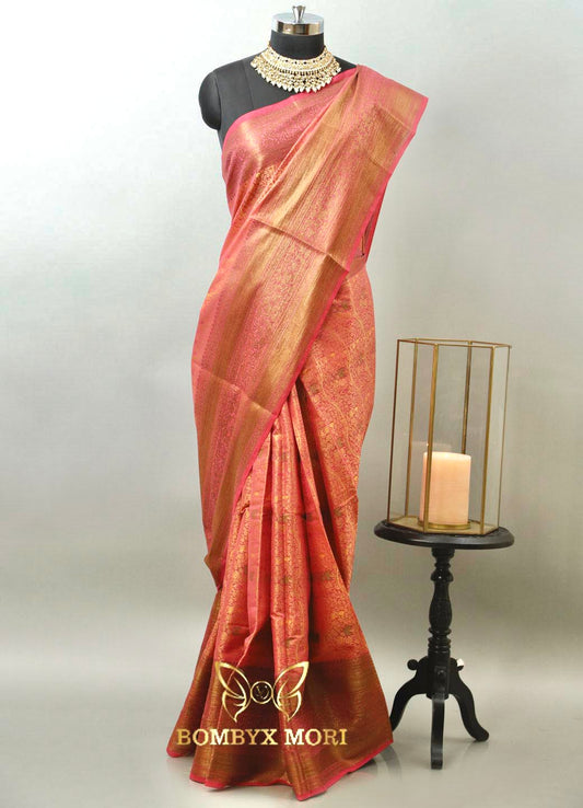 Charismatic Pink Tanchoi Silk Saree