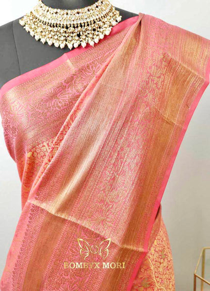 Charismatic Pink Tanchoi Silk Saree