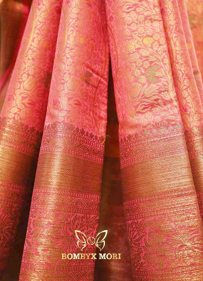 Charismatic Pink Tanchoi Silk Saree