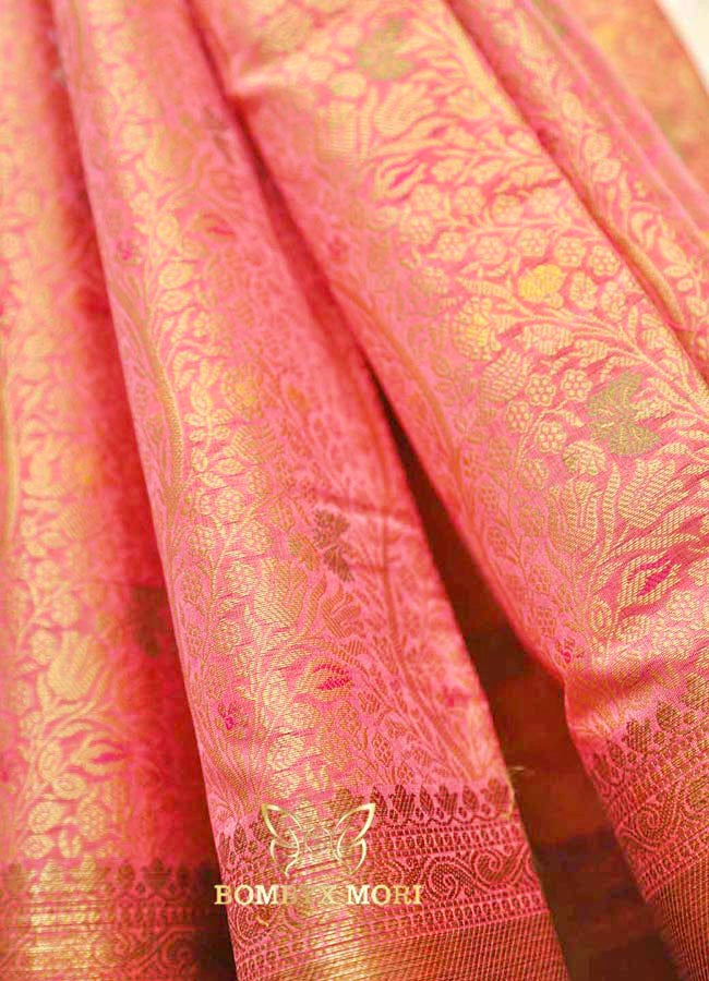 Charismatic Pink Tanchoi Silk Saree