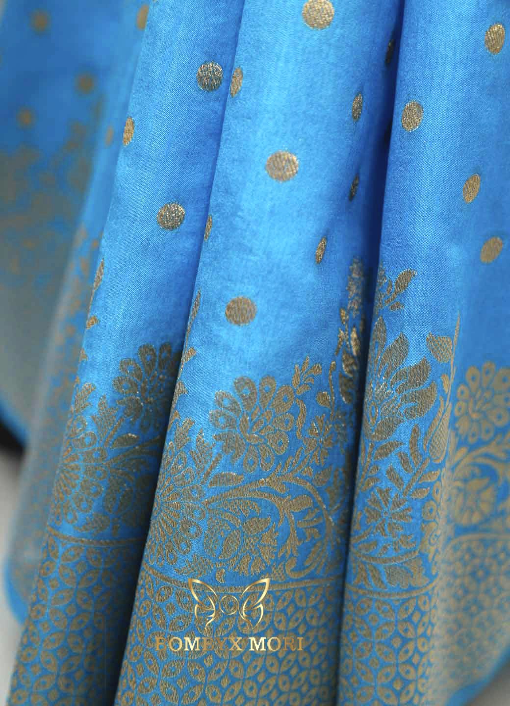 Azure Blue and Silver Celestial Dola Silk Saree