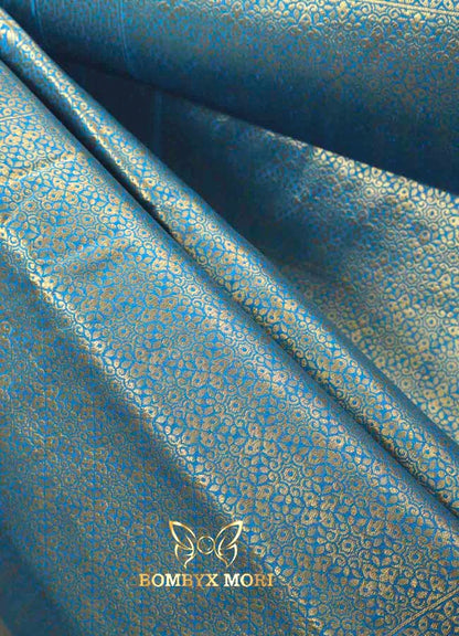 Azure Blue and Silver Celestial Dola Silk Saree