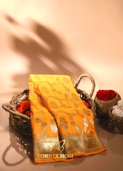 Haldi yellow and Golden Bombyx Banarasi