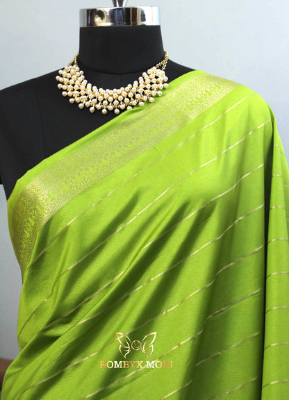 Lime Brocade silk saree