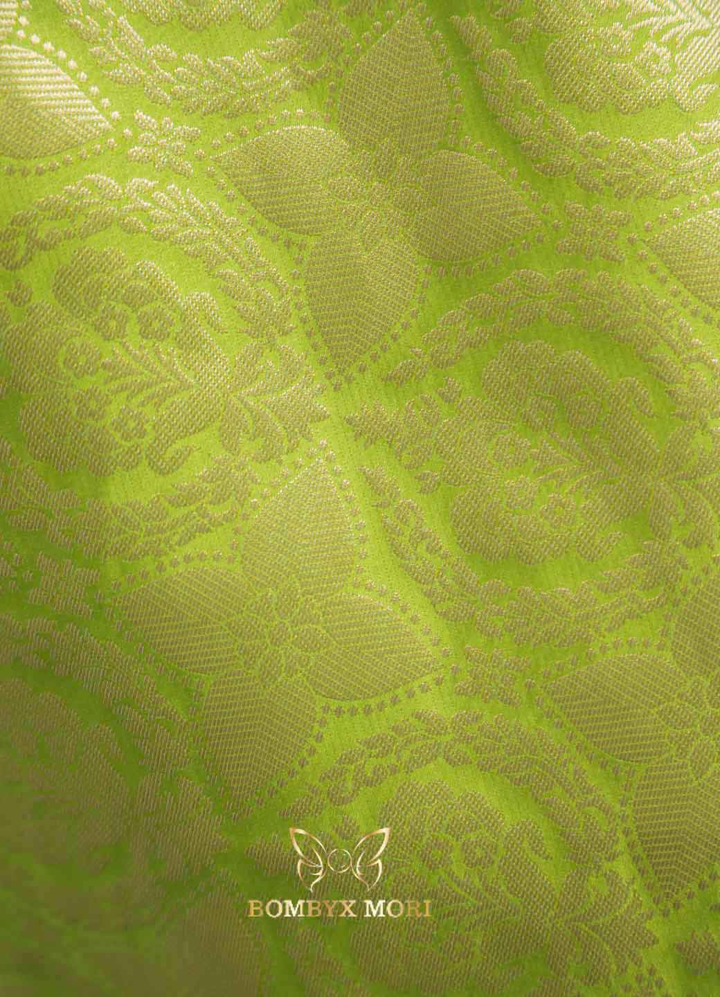 Lime Brocade silk saree