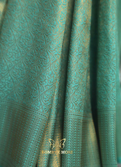 Blue Brocade Silk Saree