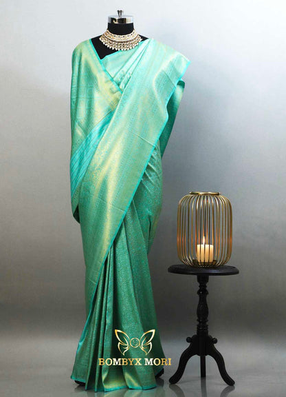 Turquoise brocade Kanjeevaram silk saree