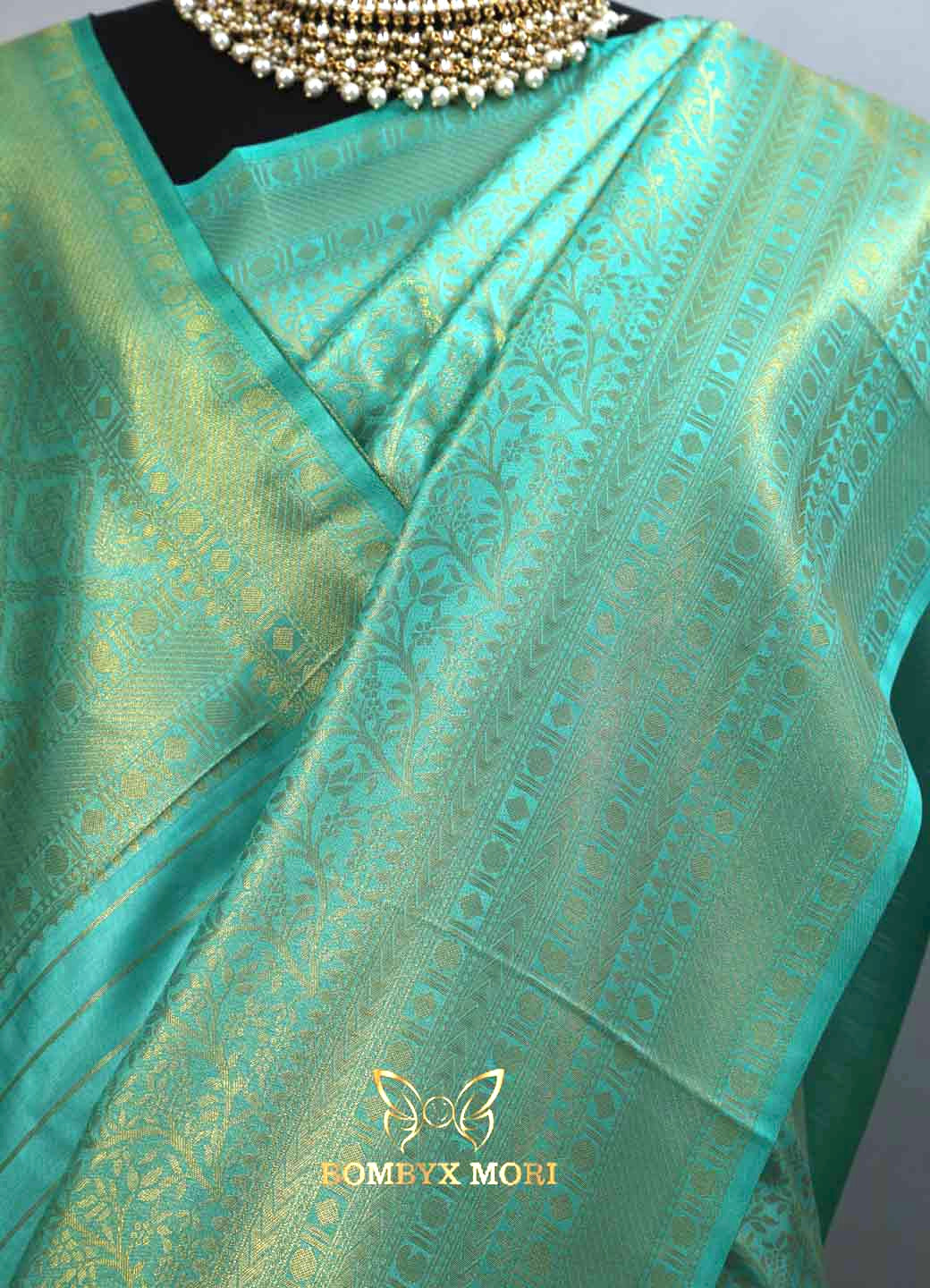 Turquoise brocade Kanjeevaram silk saree