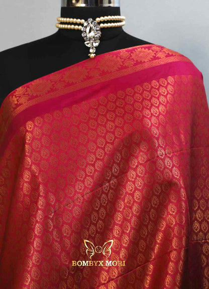 Green pink kanjivaram brocade silk saree