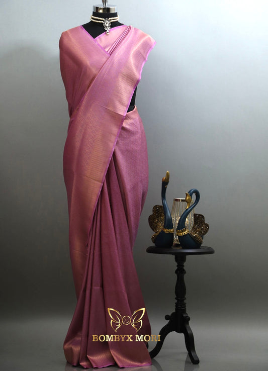 Lavender kanjivram silk saree