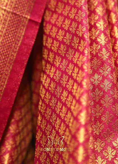 Royal magenta pink kanjeevaram brocade silk saree