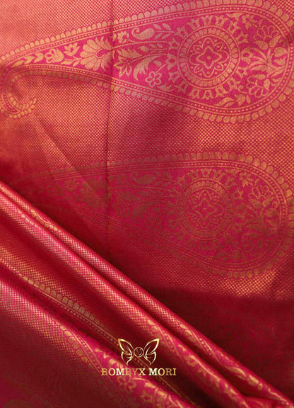 Royal magenta pink kanjeevaram brocade silk saree