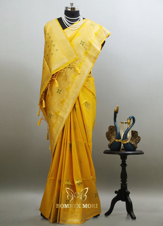 bright Yellow and Golden Bombyx Banarasi