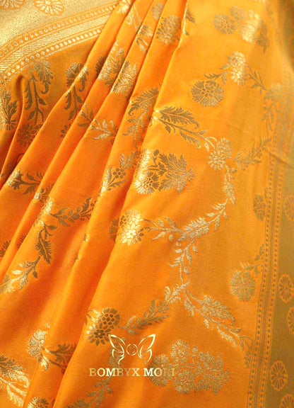 Haldi yellow and Golden Bombyx Banarasi