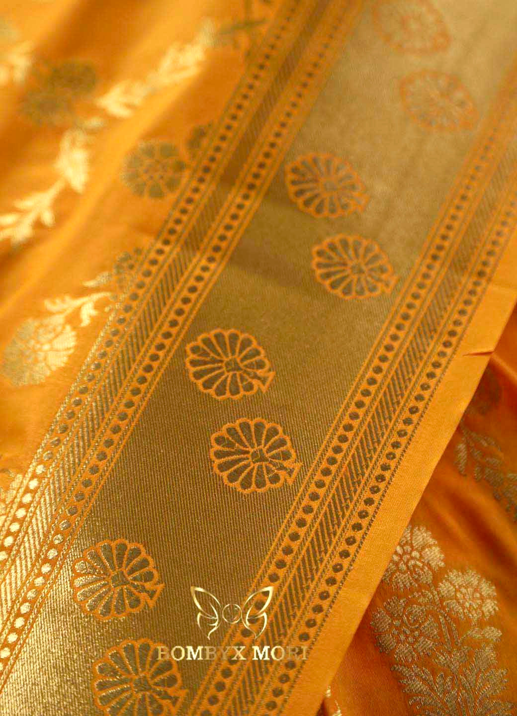 Haldi yellow and Golden Bombyx Banarasi