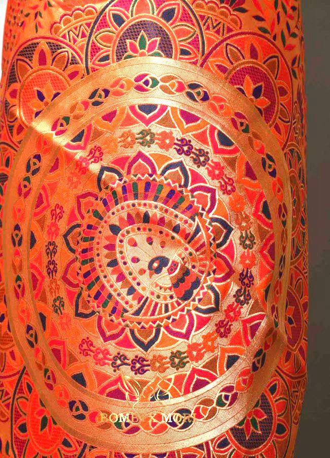 Orange color mithila Madhubani silk saree