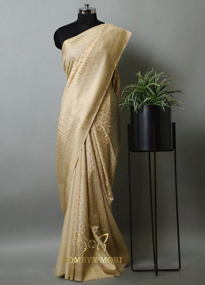 Pearl White Dola Silk Saree