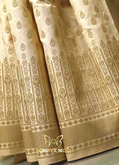 Pearl White Dola Silk Saree