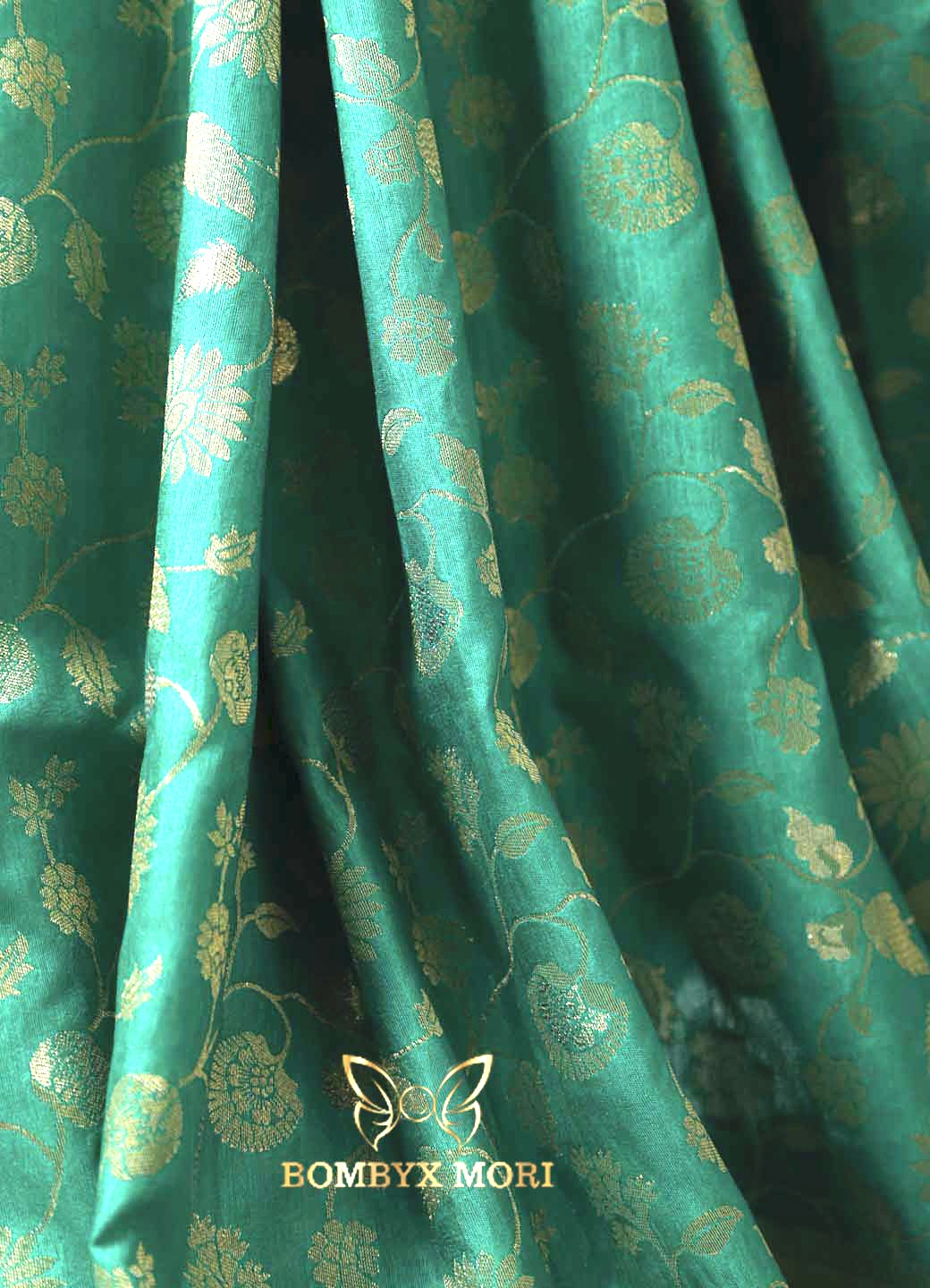 Green Passionate turquoise ethereal Dola silk Saree