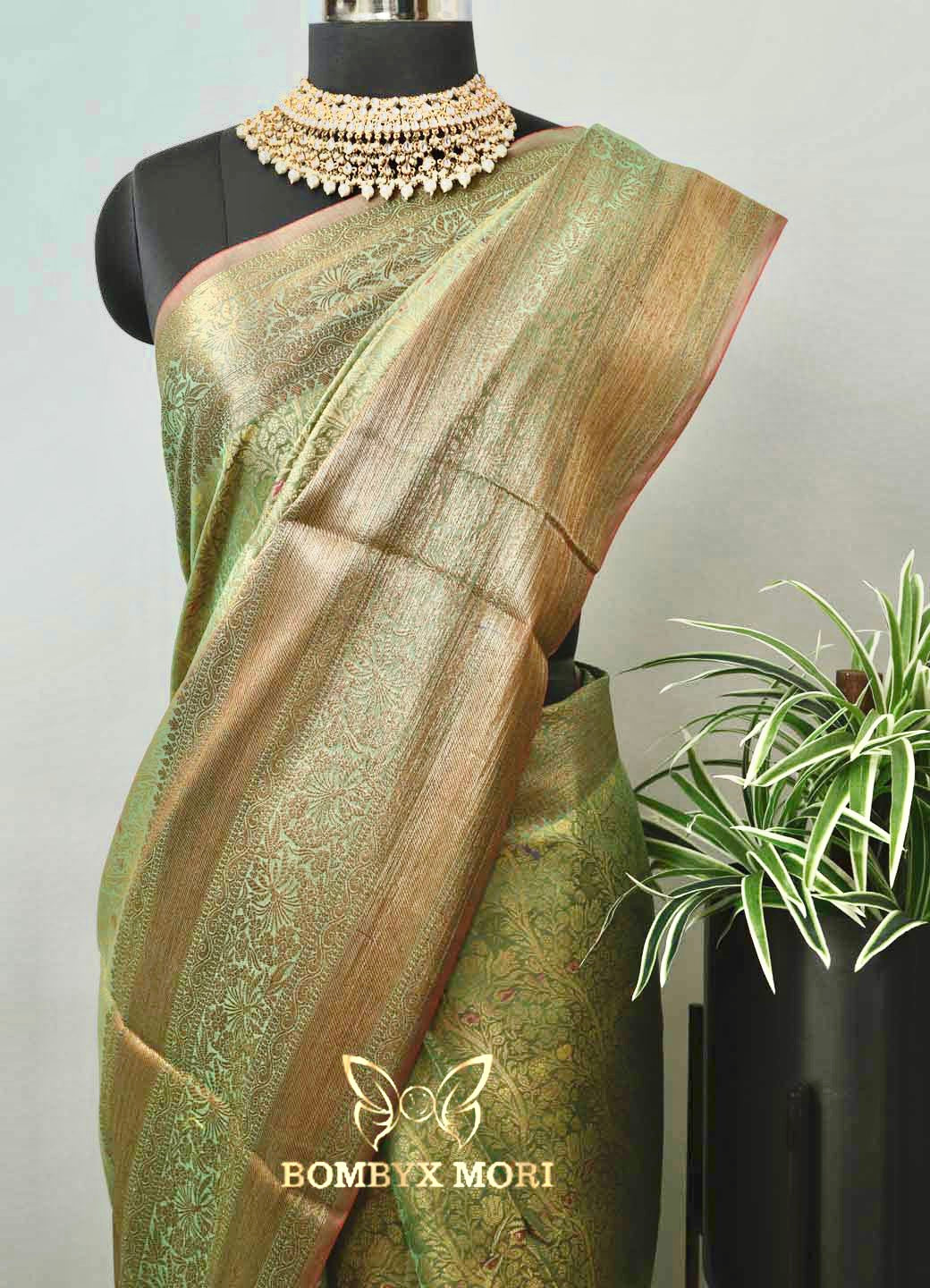 Mystic Green Tanchoi Silk Saree